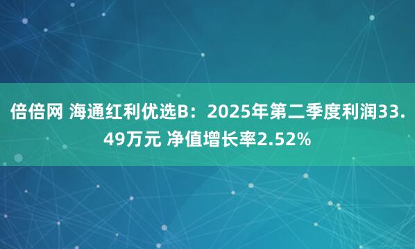 倍倍网 海通红利优选B：2025年第二季度利润33.49万元 净值增长率2.52%
